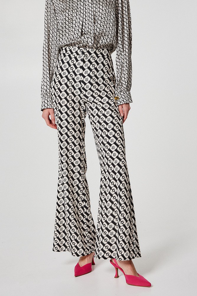 Printed elasticated highwaisted trousers