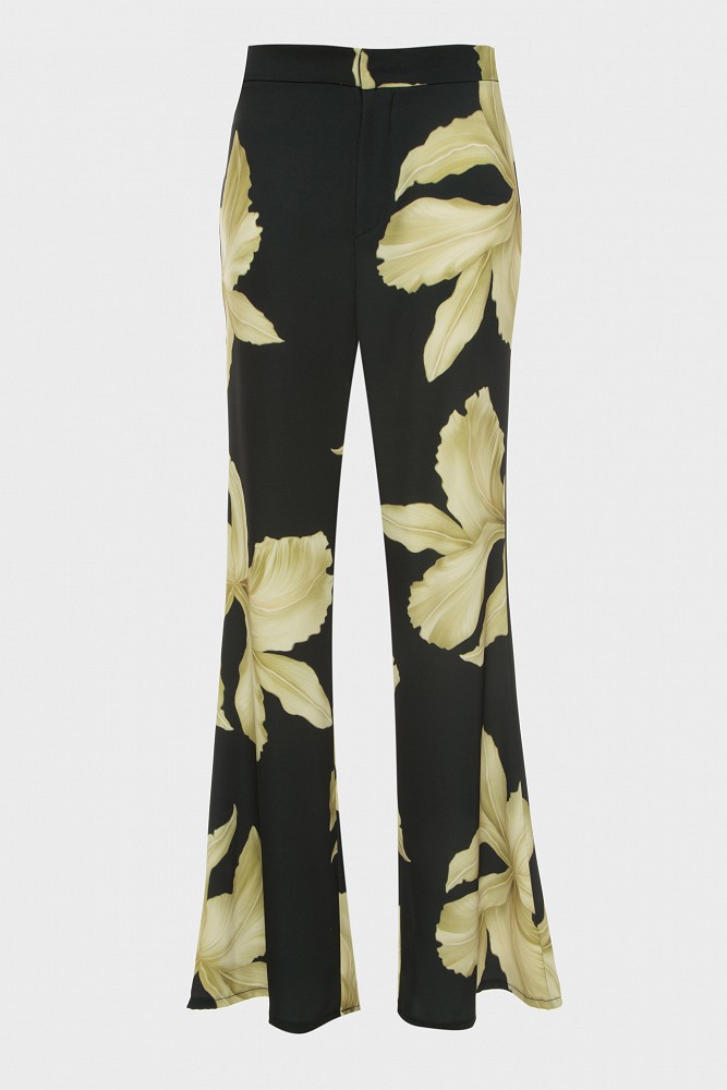 Floral flared trousers