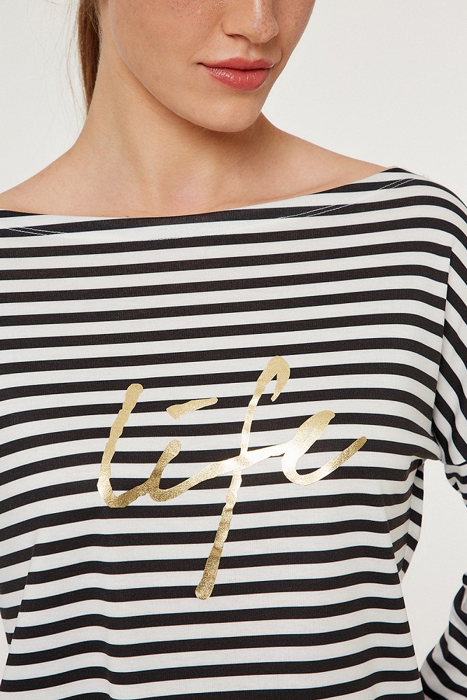 Striped blouse with lurex print