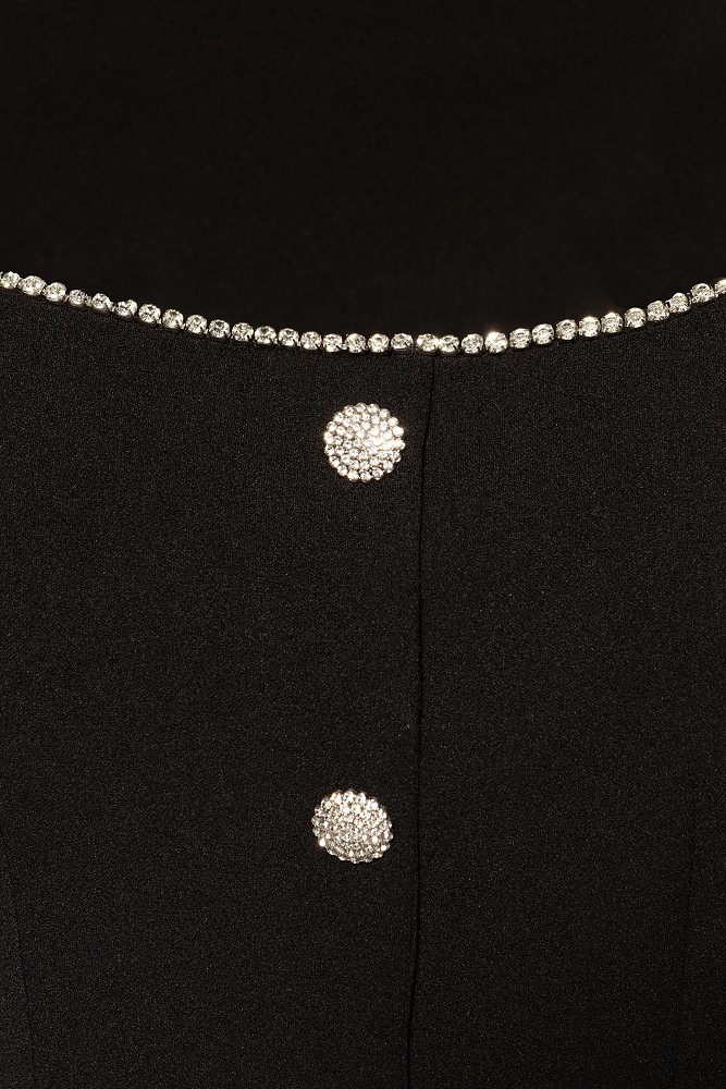 Crop top with bejeweled buttons