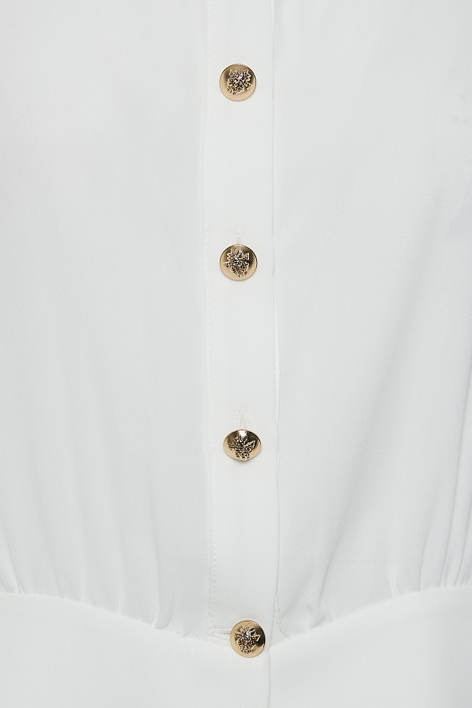 Shirt with bejeweled buttons