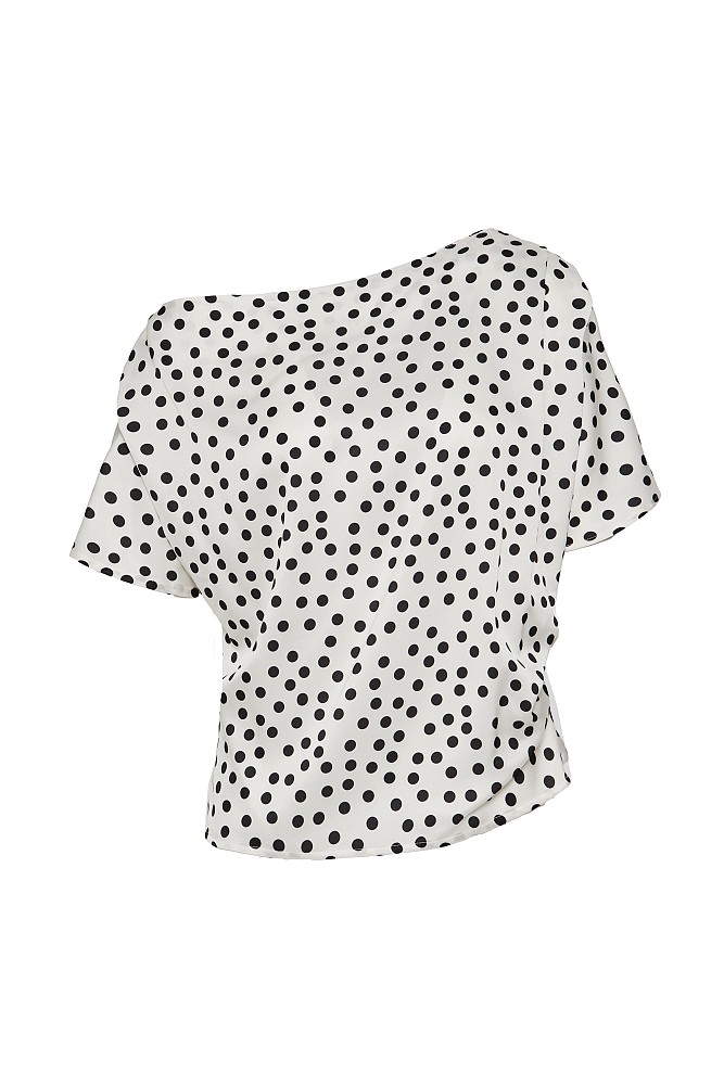 Блуза на точки с едно рамо