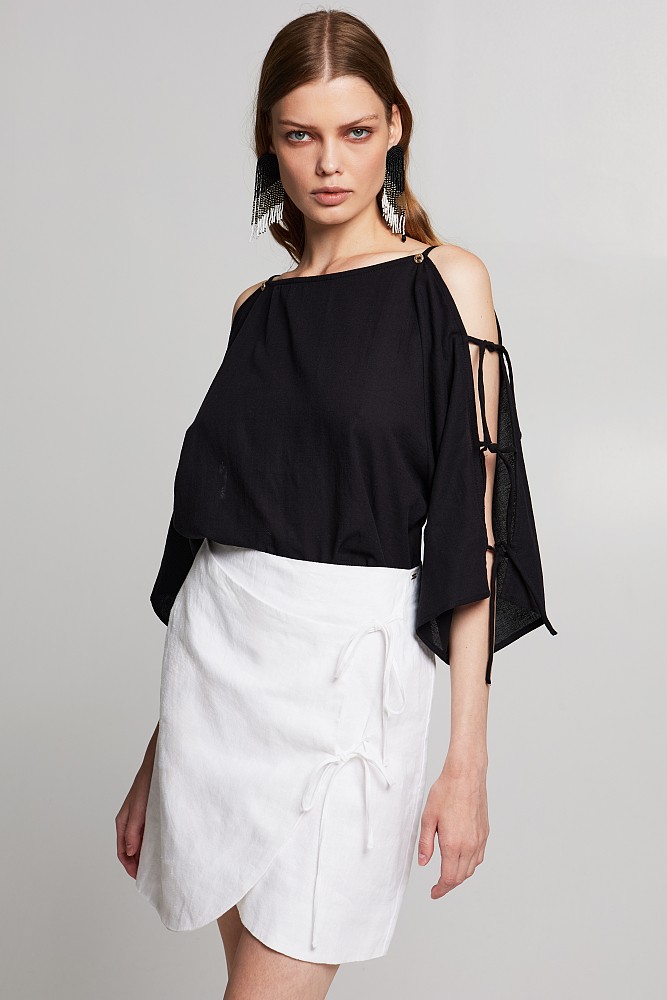 Blouse with cut out sleeves