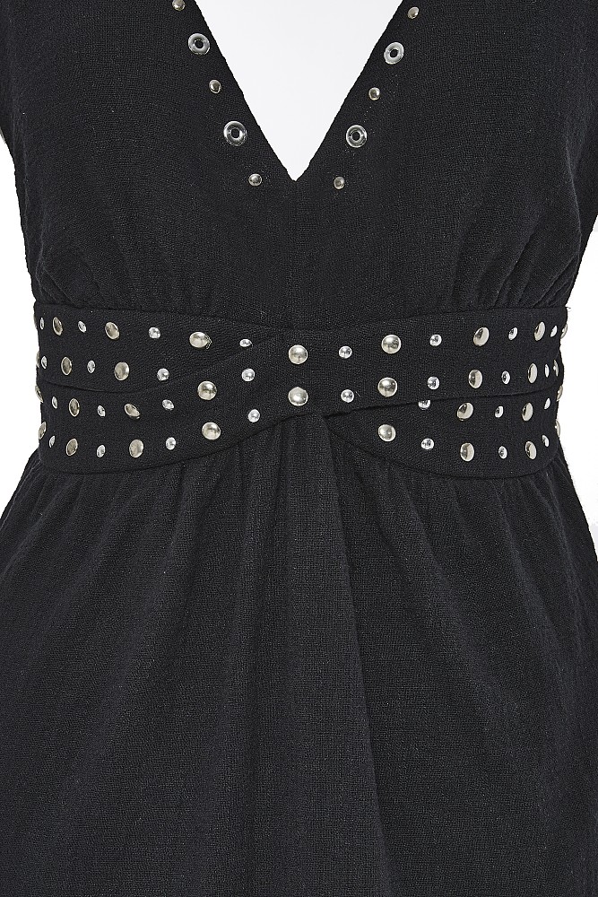 Dress with studs and cut out
