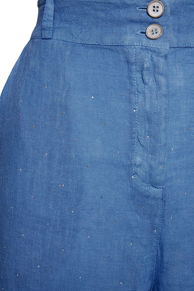 Linen trousers with rhinestones