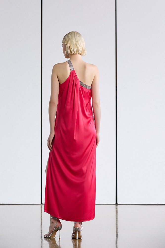 Μάξι σατέν φόρεμα με έναν ώμο - Gold Label