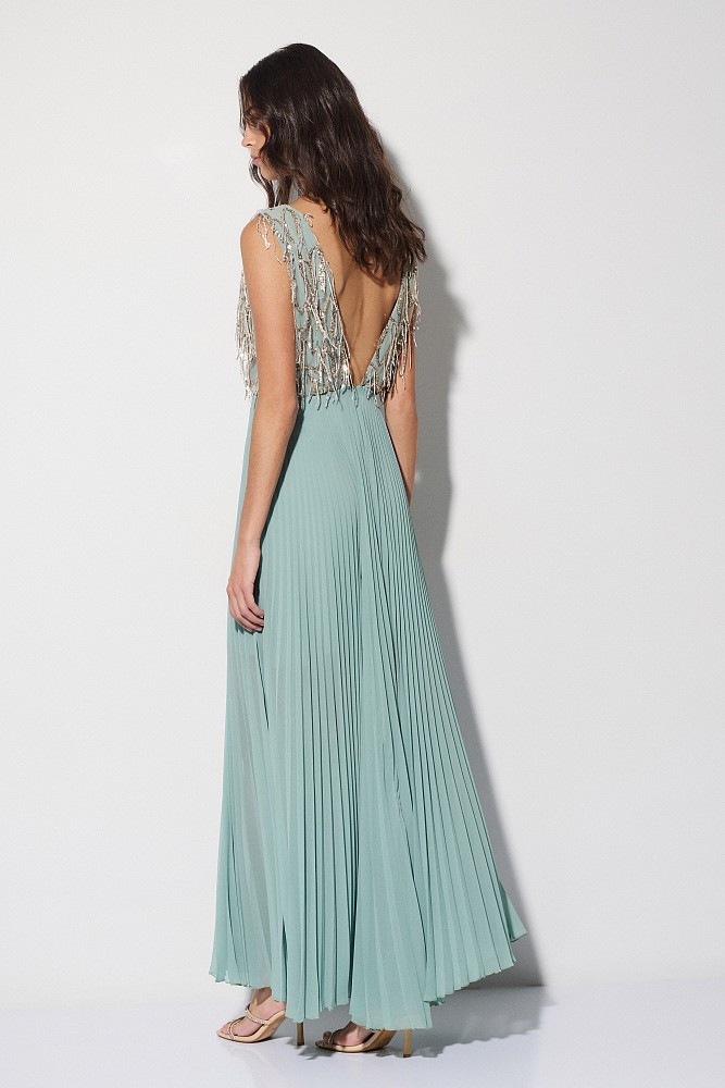 Maxi pleated sequined dress - Gold label