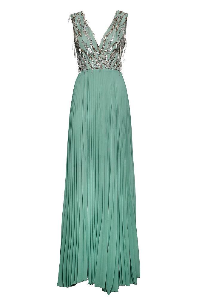 Maxi pleated sequined dress - Gold label