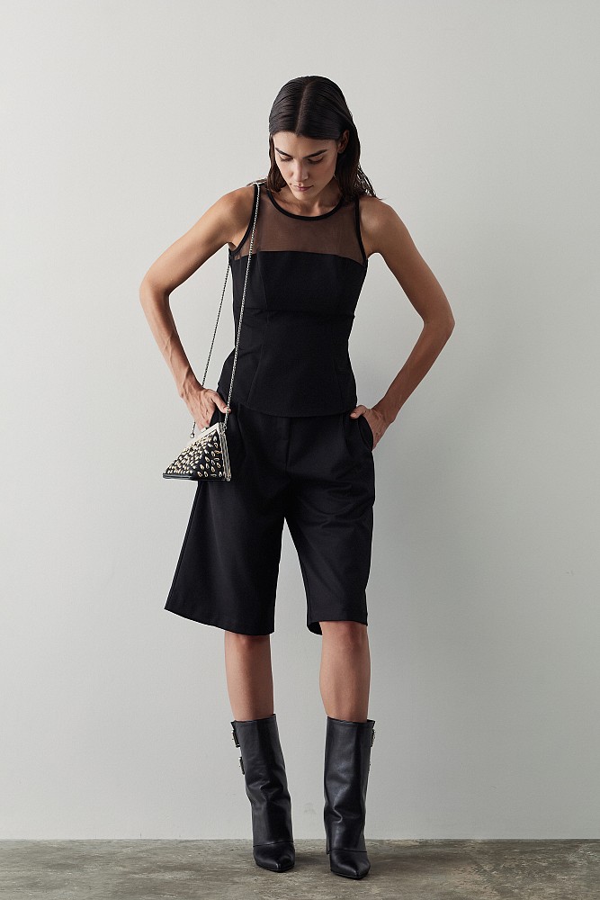 Sleeveless top with sheer detail