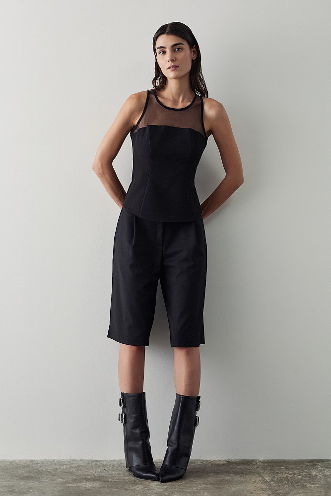 Sleeveless top with sheer detail