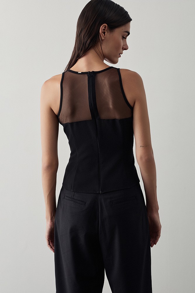 Sleeveless top with sheer detail