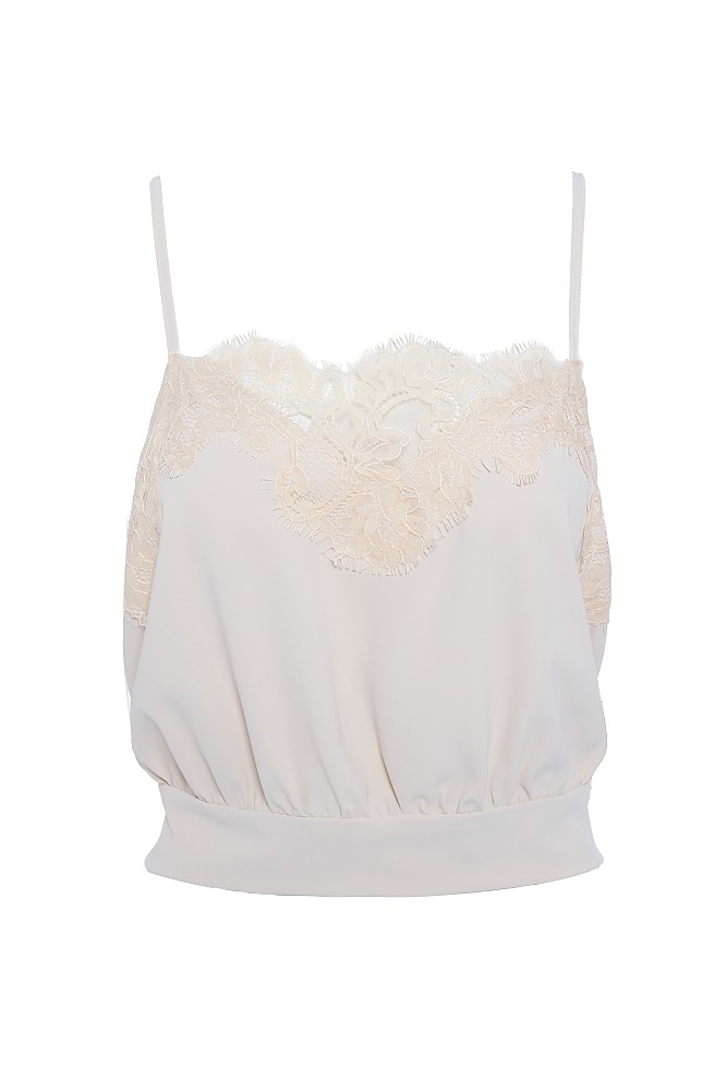 Crop top blouse with lace