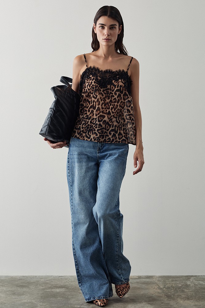 Animal print top with lace