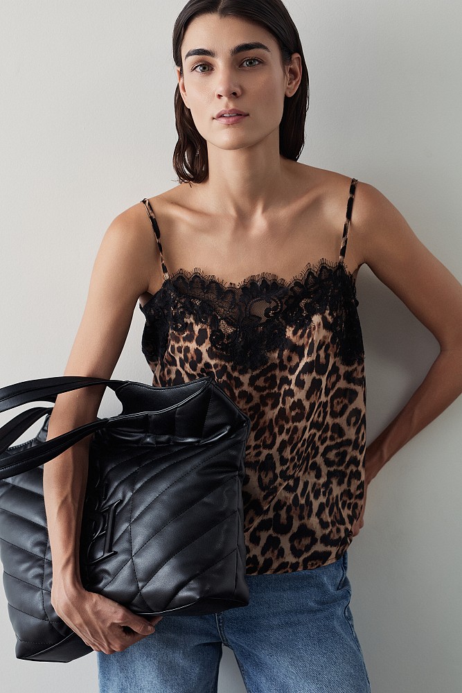 Animal print top with lace