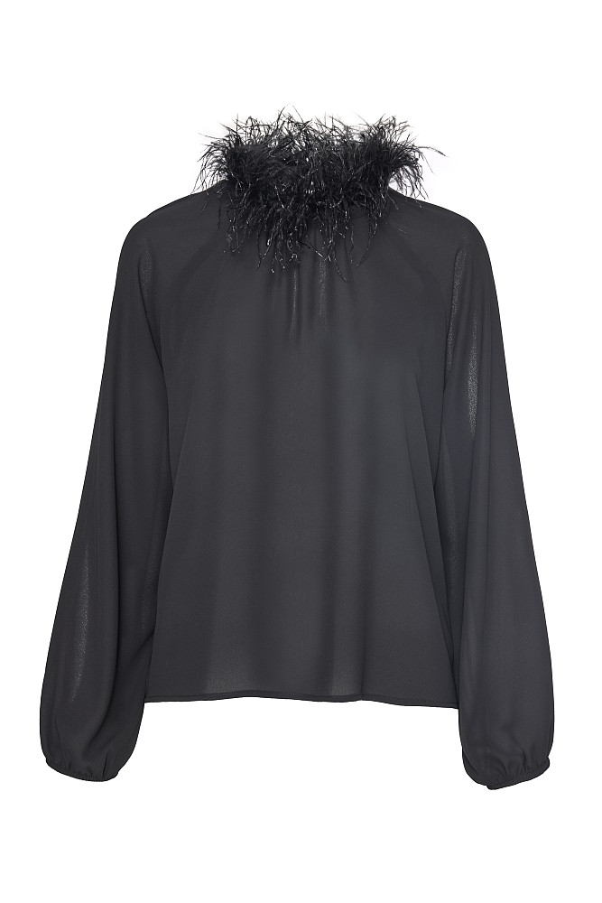 Long sleeves blouse with feathers