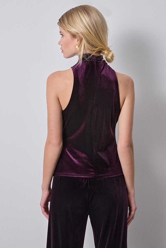 Sleeveless velvet top with hoop