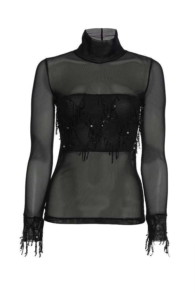 Sequined blouse with sheer