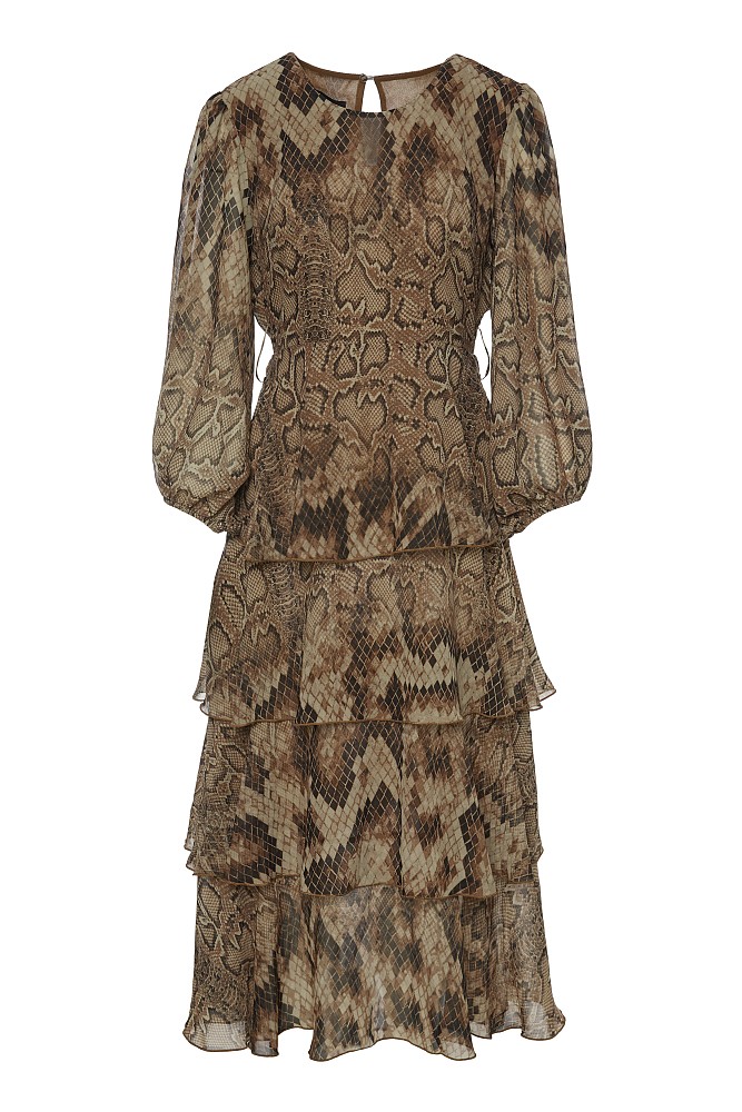 Midi animal print dress with ruffles