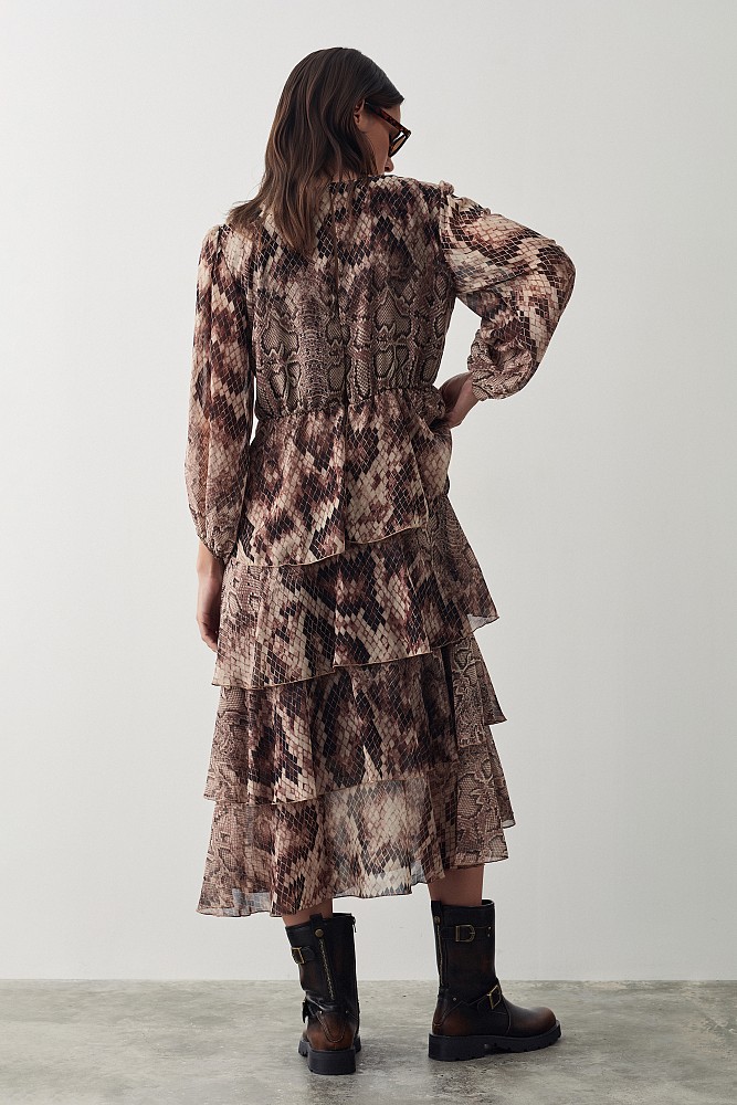 Midi animal print dress with ruffles