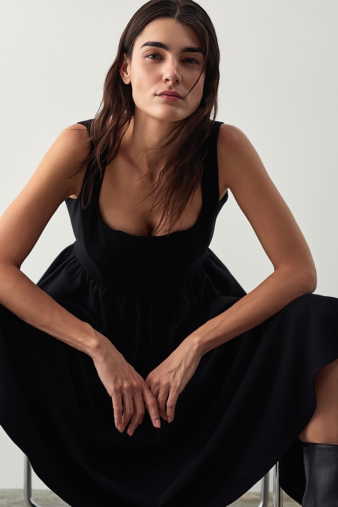 Midi dress with corset bustier