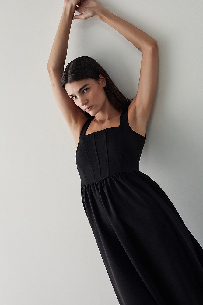 Midi dress with corset bustier