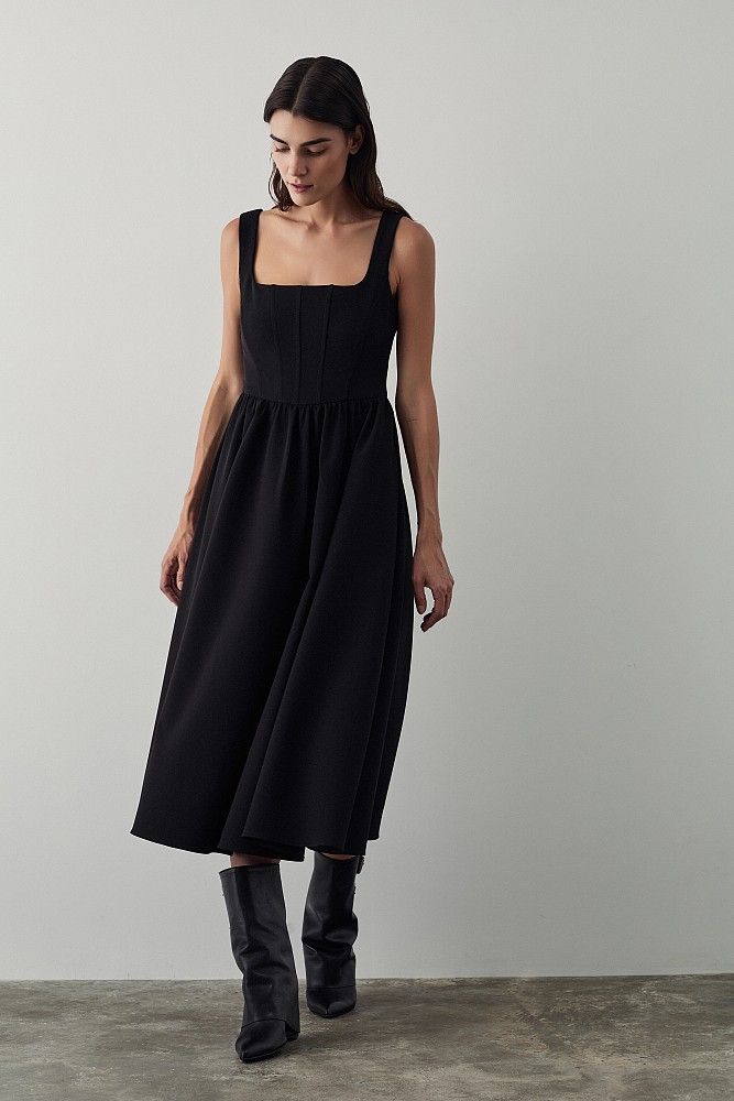 Midi dress with corset bustier