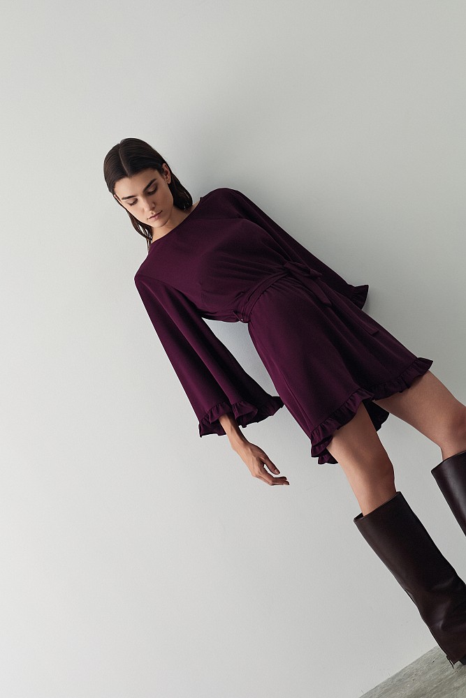 Mini dress with ruffle hem