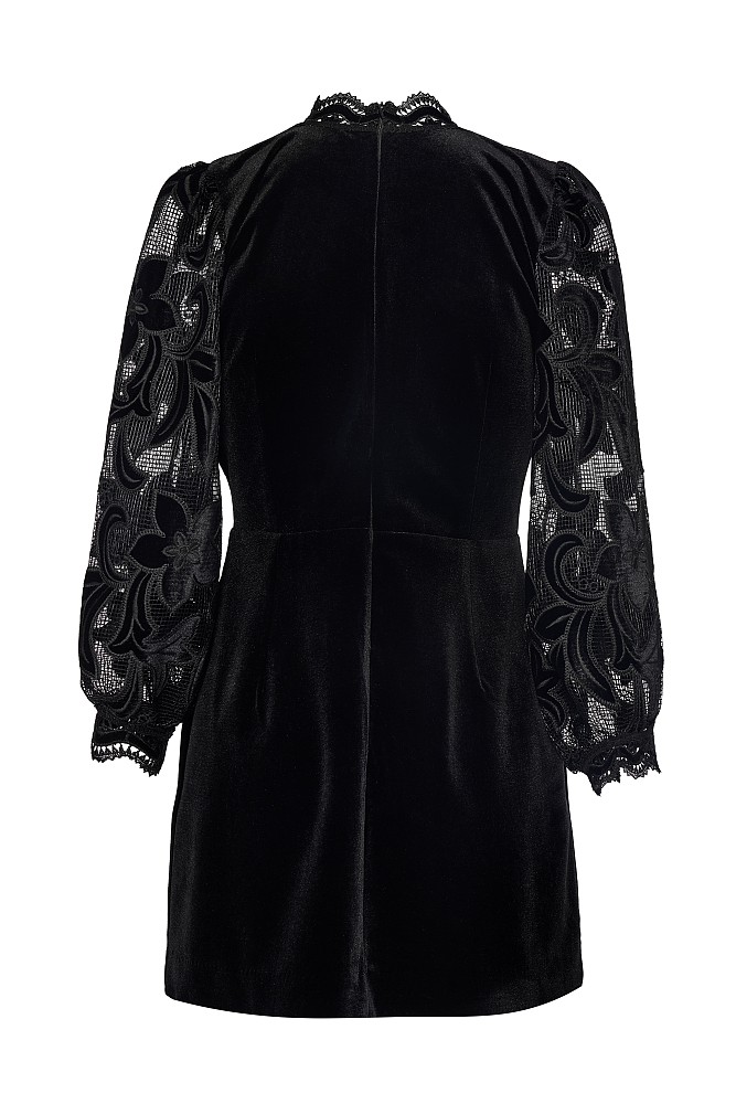 Mini velvet dress with cut works