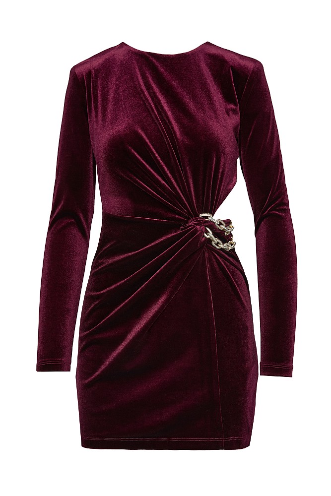 Mini velvet dress with cut out