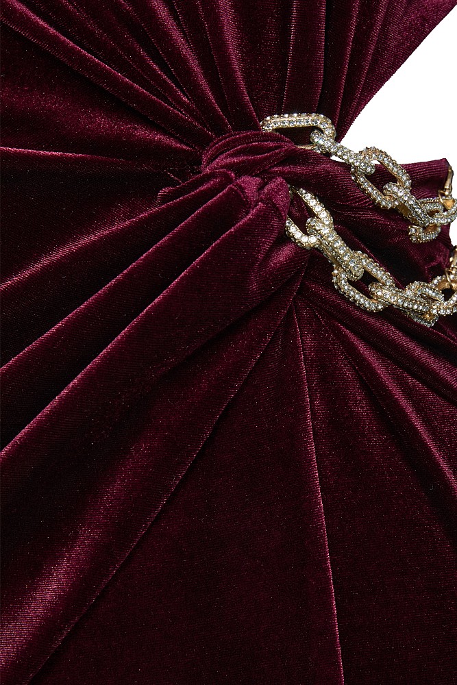Mini velvet dress with cut out