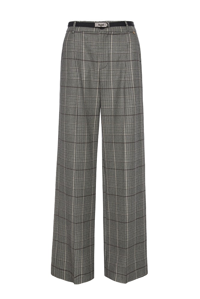 Plaid trouers with pleats