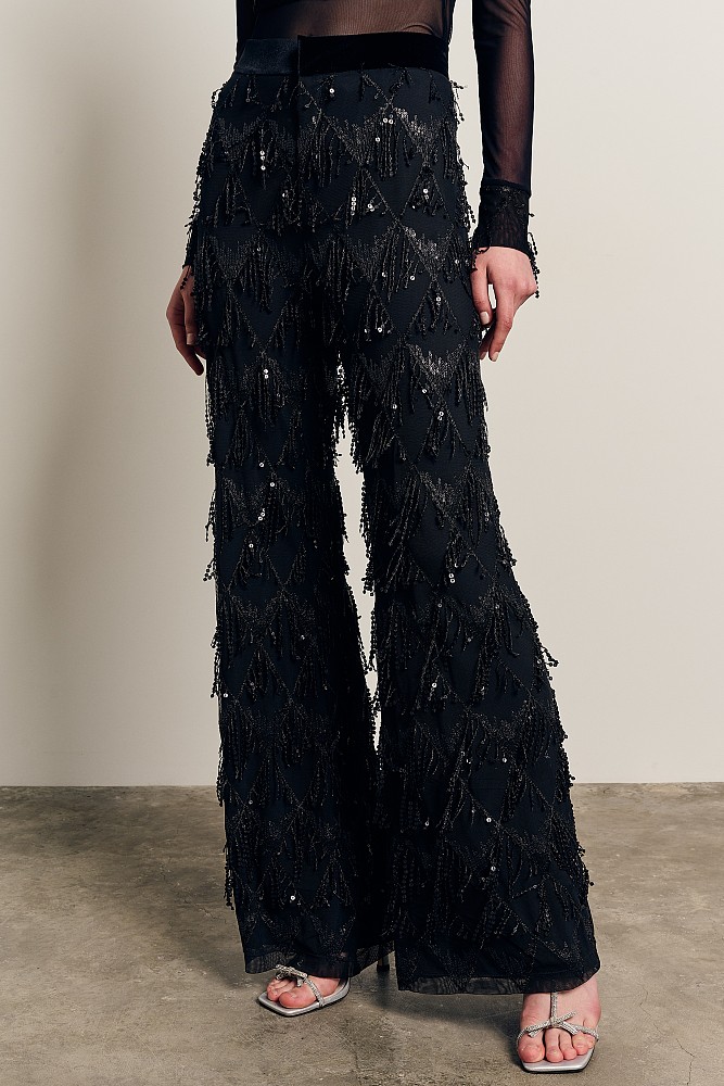 Flare sequined pants