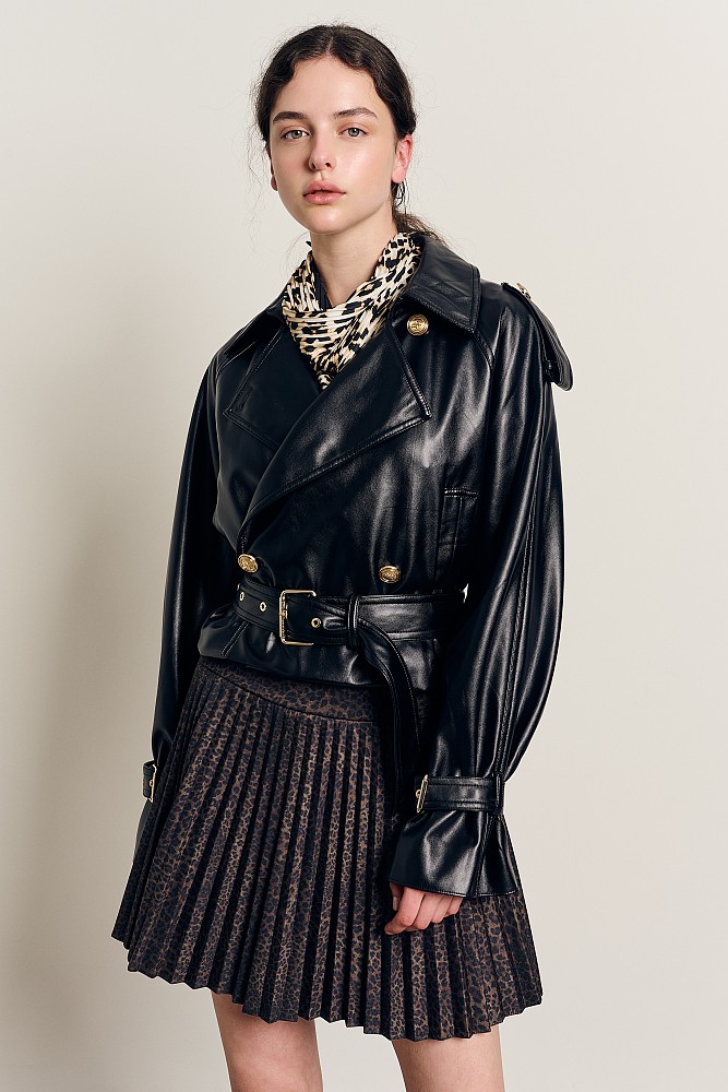 Mini pleated leopard skirt