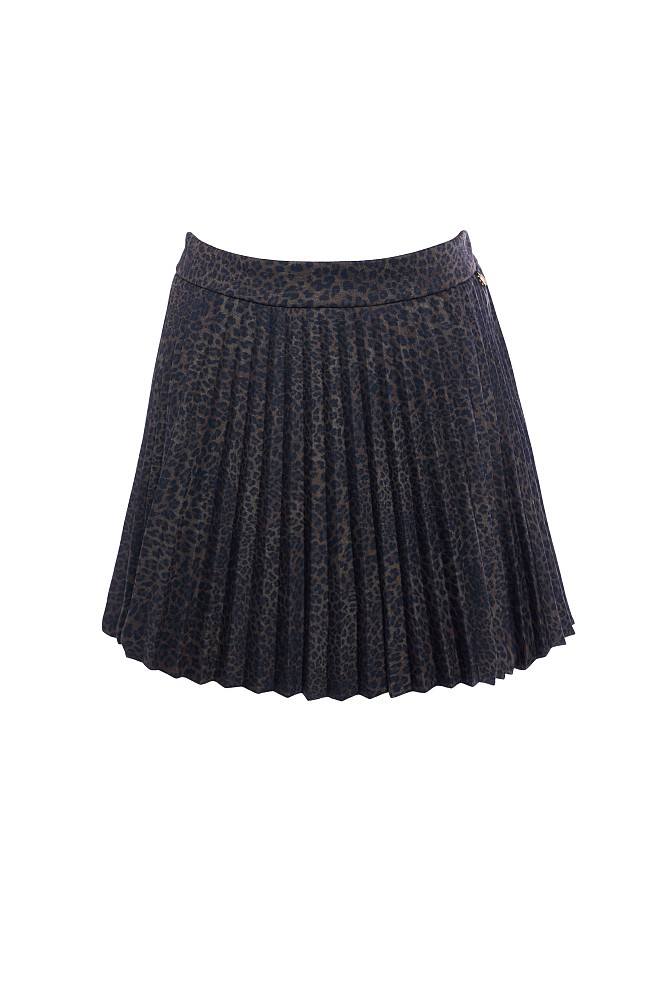Mini pleated leopard skirt