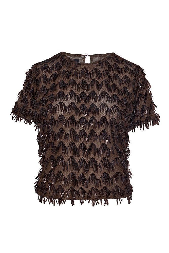 Shortsleeves sequined top - Gold label
