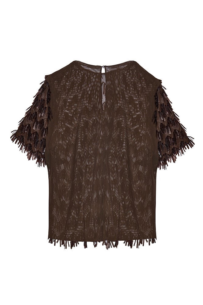 Shortsleeves sequined top - Gold label