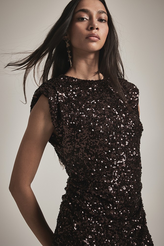 Mini sleeveless sequined dress - Gold label