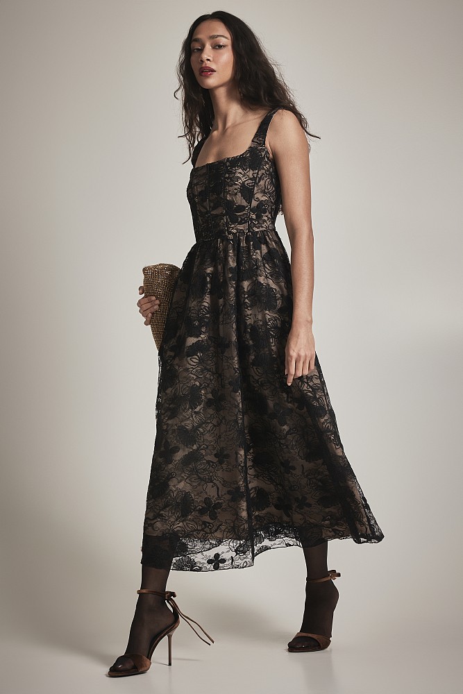 Midi lace dress with corset - Gold label
