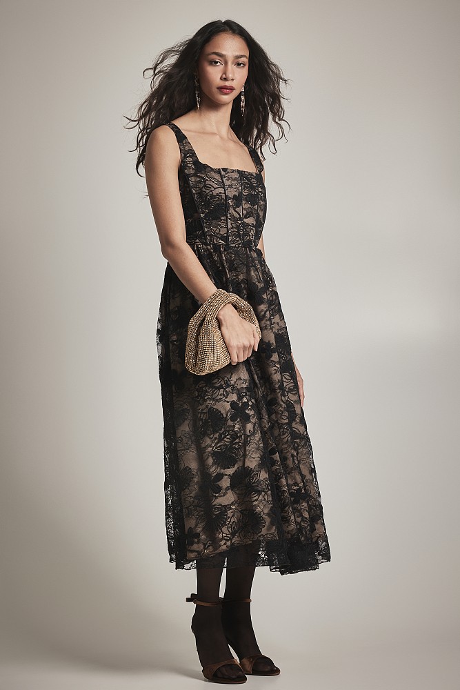 Midi lace dress with corset - Gold label