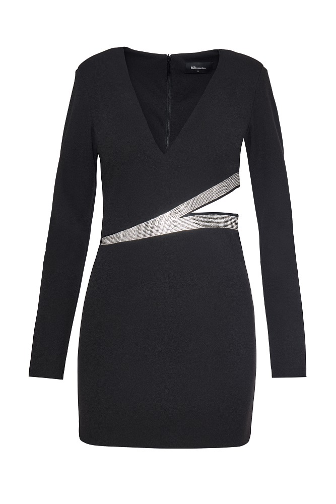 Rochie scurtă cu decupaj și pietricele - Gold label