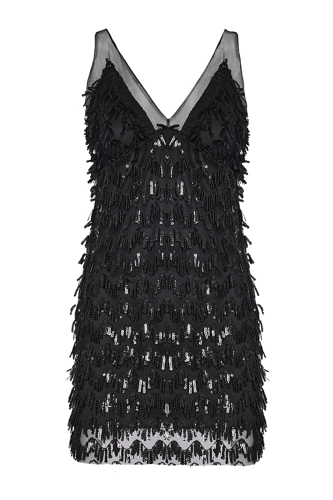 Vestido mini lentejuelas transparente - Gold label
