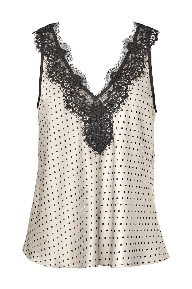 Polka dot satin top