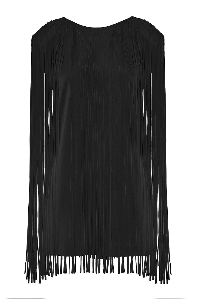 Vestido mini sin mangas con flecos