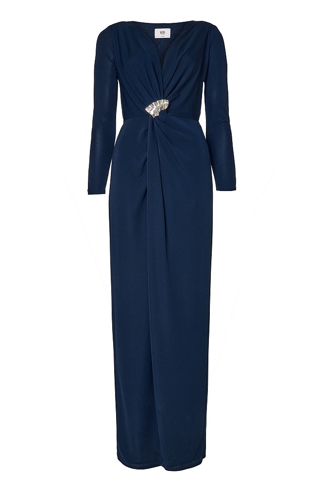 Vestido cruzado midi con pedrería