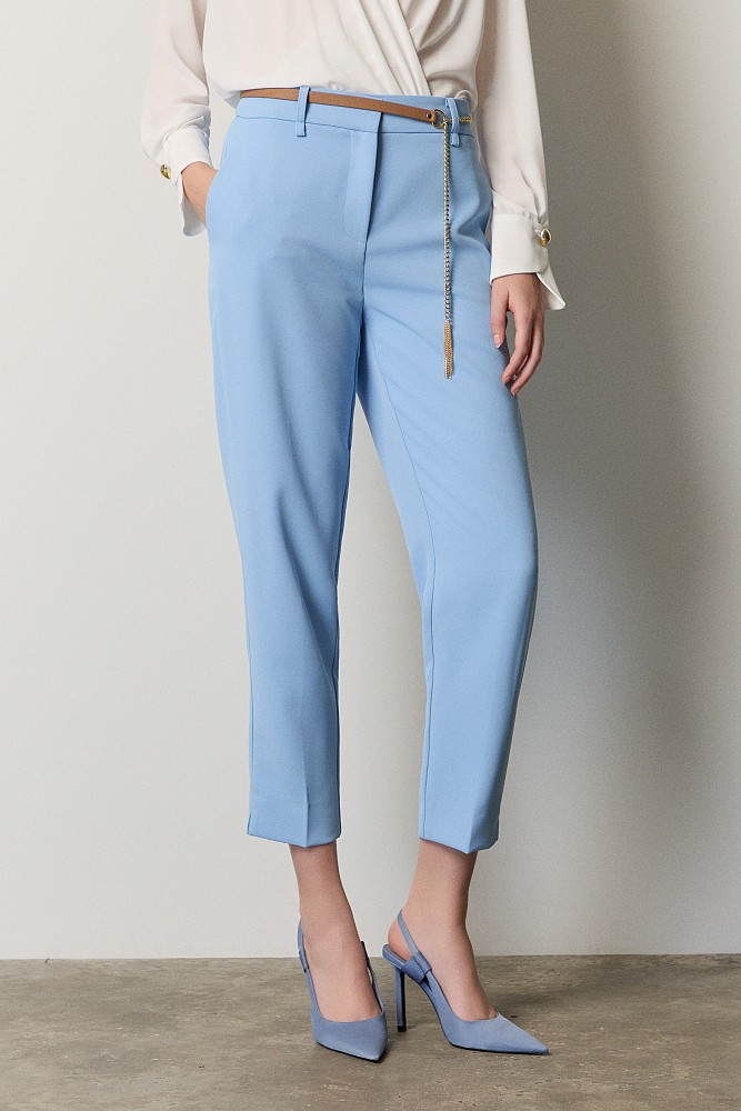 Cropped trousers with detachable belt