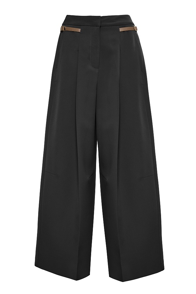 Pleated trousers with tabs