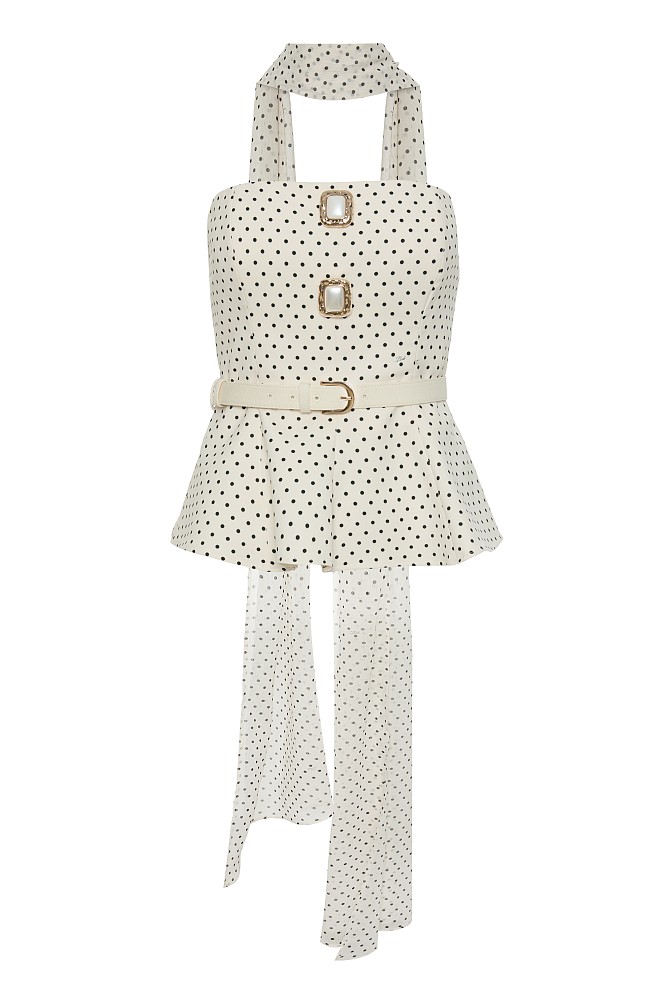Polka dot top with scarf