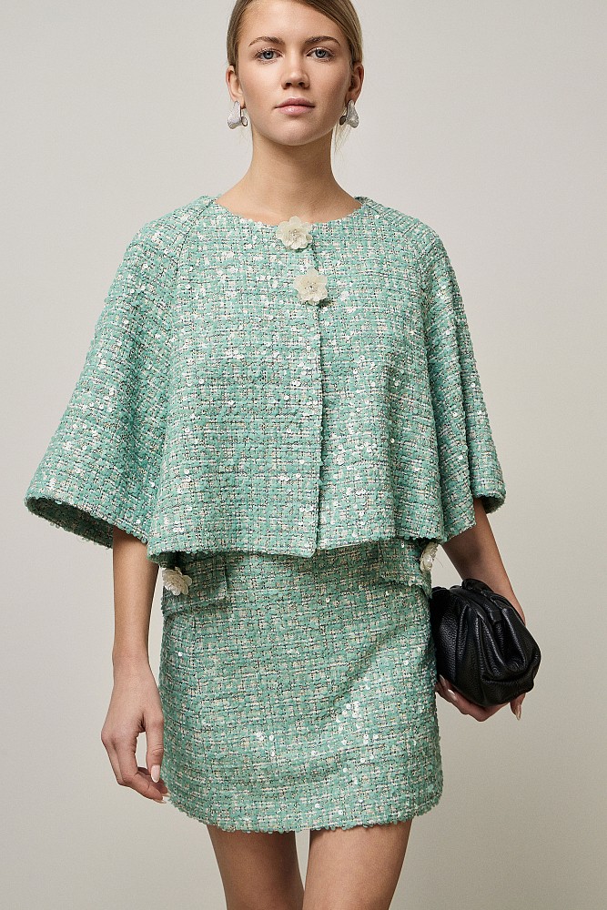 Bolero de tweed con lentejuelas