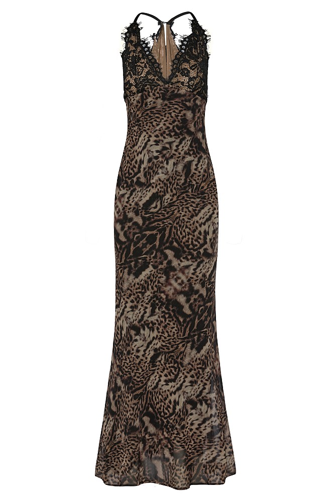 Vestido largo con estampado animal - Gold Label