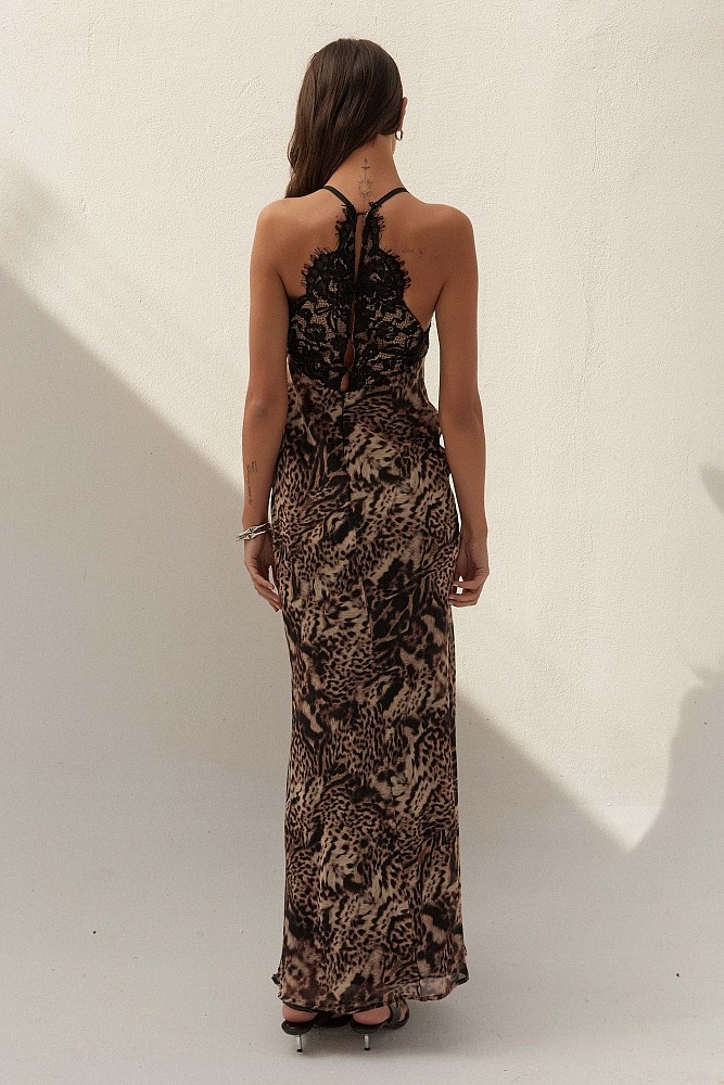 Vestido largo con estampado animal - Gold Label